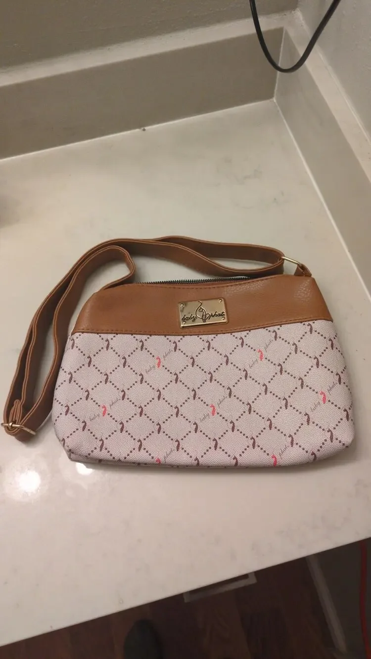 Baby Phat Monogram Purse Shoulder Bag Beige Tan Y2K Crossbody Adjustable Strap